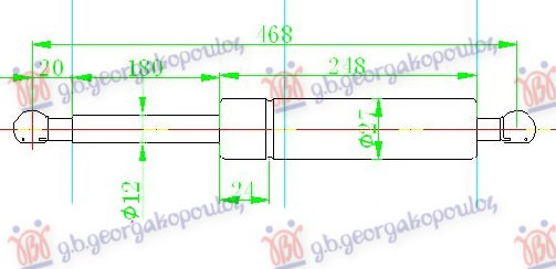 Amortizues (një) për derën e bagazhit (468L-610N)