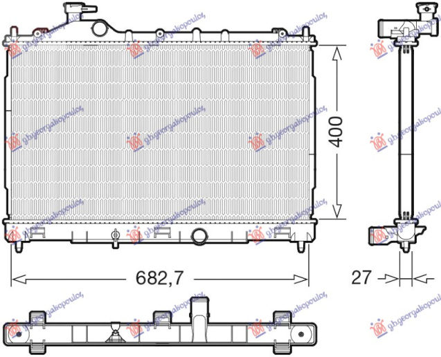 Radiator për motor 1.5 T-Mivec benzinë (marsh automatik) (400x685x26) (KOYO)