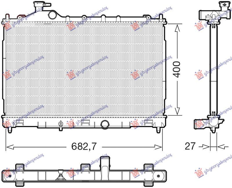 Radiator për motor 1.5 T-Mivec benzinë (marsh automatik) (400x685x26) (KOYO)