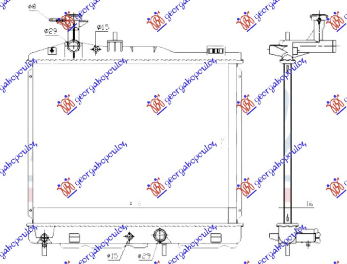 Radiator për motor 1.2 benzinë (marsh automatik) (375x478x16)