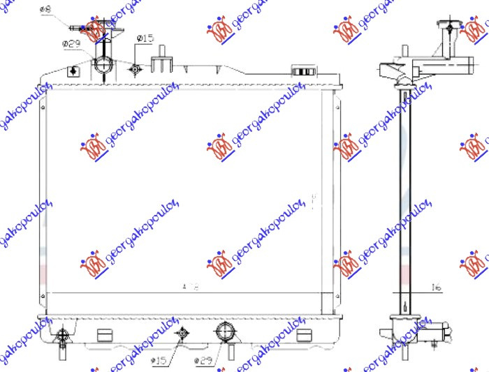 Radiator për motor 1.2 benzinë (marsh automatik) (375x478x16)