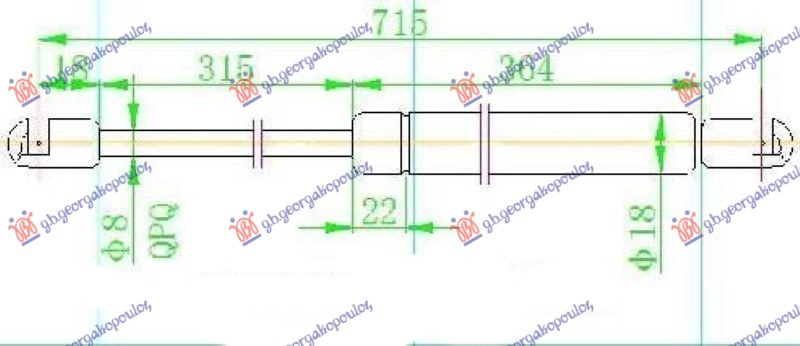 Amortizues (një) për kofano (713L-330N)