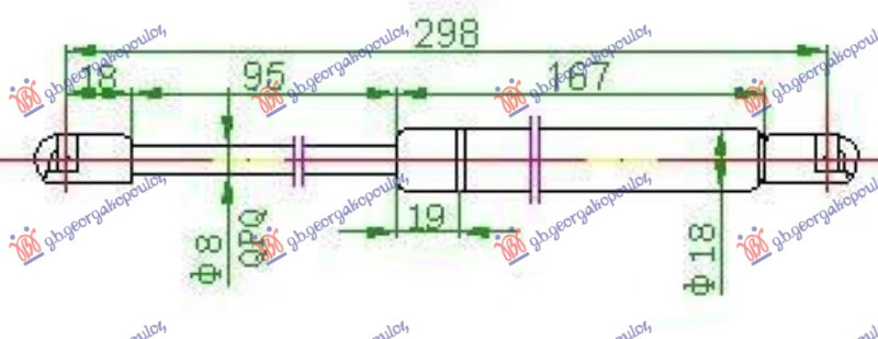 Amortizues (një) për derën e bagazhit 00- (298L-650N)