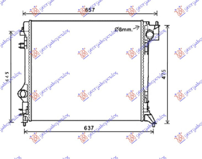 Radiator për motor 2.0 benzinë (marsh manual/automatik) -1.5dCi dizel (marsh manual) (540x465)