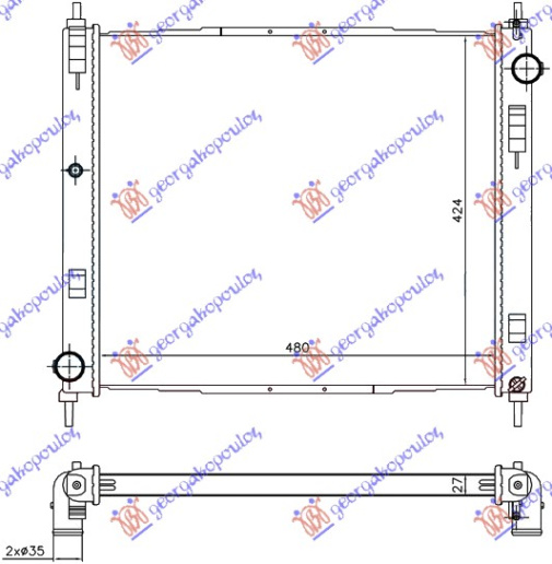 Radiator për motor 1.5 DCi (47,8x44,4x27)