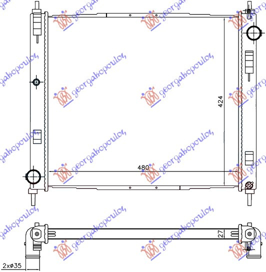 Radiator për motor 1.5 DCi (47.8x44.4x27) (KOYO)