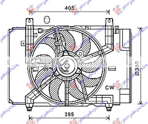 Ventilator komplet 1.6 benzinë (i vetëm) (1PLUG) (4 pinë) (380mm)
