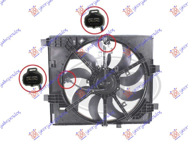 Ventilator komplet 1.6 DIG-T benzinë (2 prizëа) (400mm) (2 + 2 pinë)