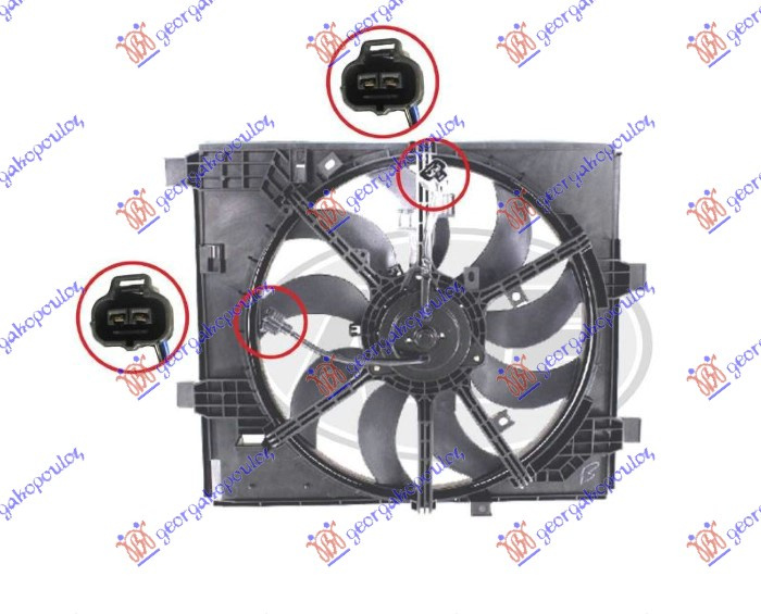 Ventilator komplet 1.6 DIG-T benzinë (2 prizëа) (400mm) (2 + 2 pinë)
