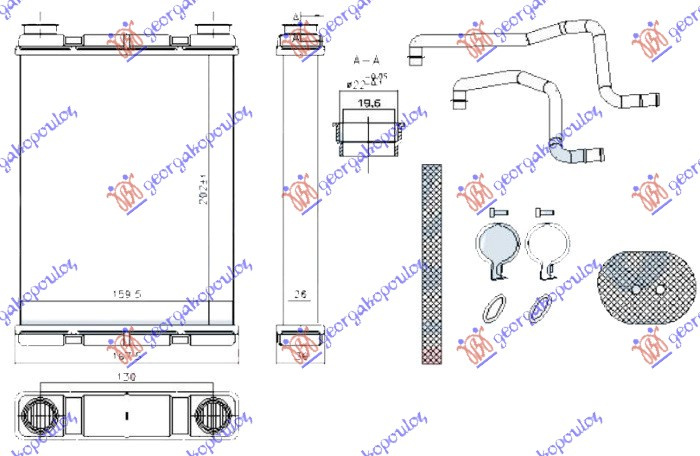 Ngrohës kabine 1.6 DIG TURBO - 1.6i 16V benzinë - 1.5 dCi dizel (202x160x26) (VALEO tipi)