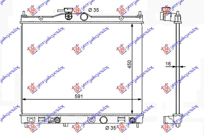 Radiator për motor 1,6-16V (45x59x16)