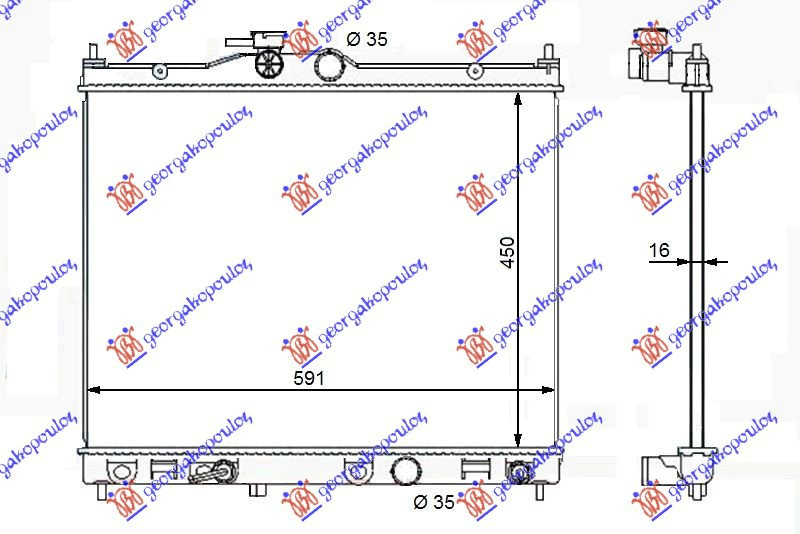 Radiator për motor 1,6-16V (45x59x16)