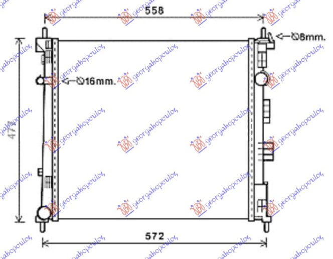Radiator për motor 1.5 DCi dizel 13- (490x460x27) (MAHLE BEHR PREMIUM LINE)