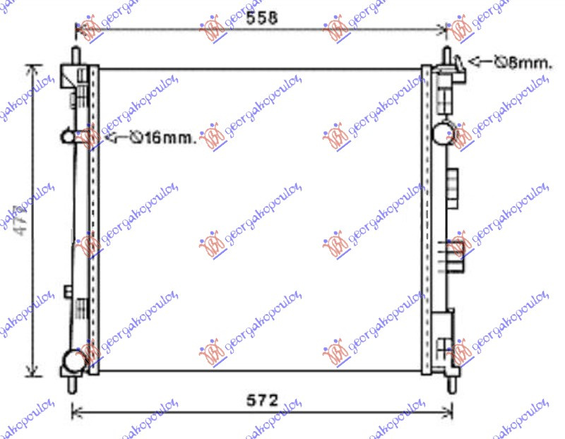 Radiator për motor 1.5 DCi dizel 13- (490x460x27) (MAHLE BEHR PREMIUM LINE)