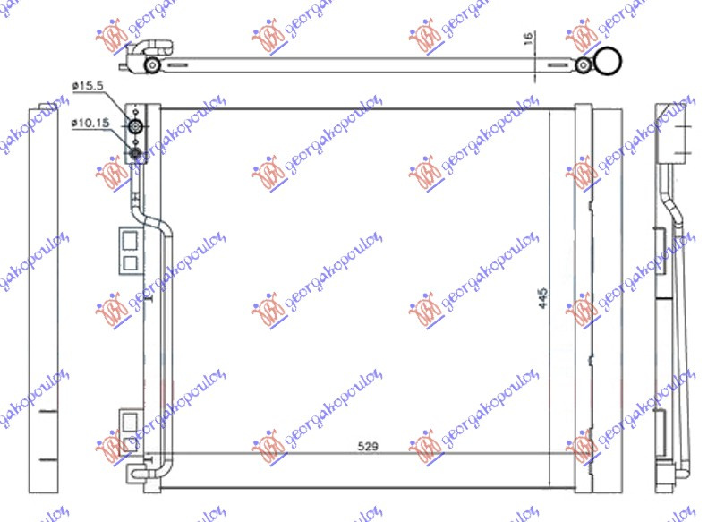 Radiator i kondicionerit 1.5 DCi dizel (490x450x16)