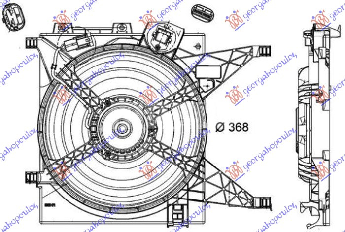 Ventilator komplet 1.5 dCi dizel (370mm) (2 + 2 pinë) (MAHLE BEHR PREMIUM LINE)