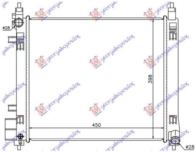 Radiator për motor 1.2DIG (45x40) (marsh manual/automatik) (HR12DDR) (KOYO)