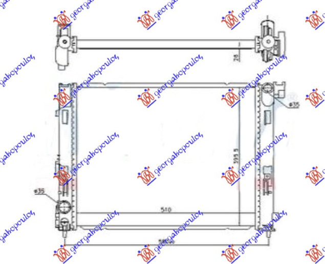 Radiator për motor 1.0i - 1.3 DIG-TURBO benzinë (510x395x26) (KOYO)