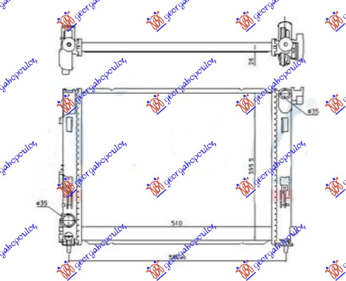 Radiator për motor 1.0i - 1.3 DIG-TURBO benzinë (510x395x26) (KOYO)