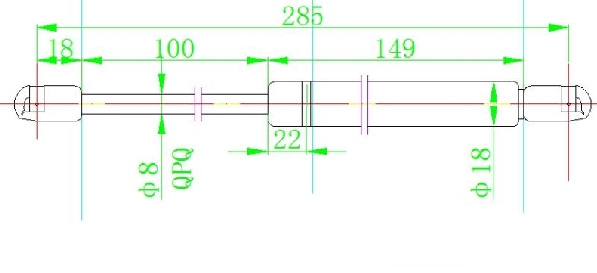 Amortizues (një) për derën e bagazhit 93-97 (285L-580N)