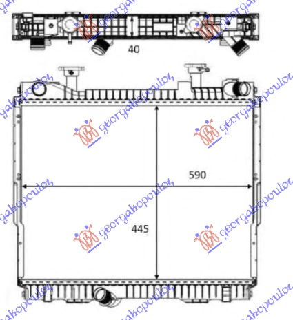 Radiator për motor 2.5 D dizel (445x570x40)
