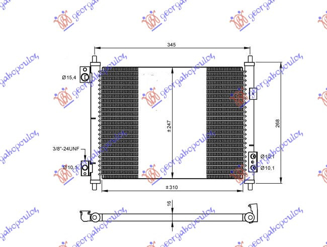 Radiator i kondicionerit 2.5 D dizel (360x240x16)