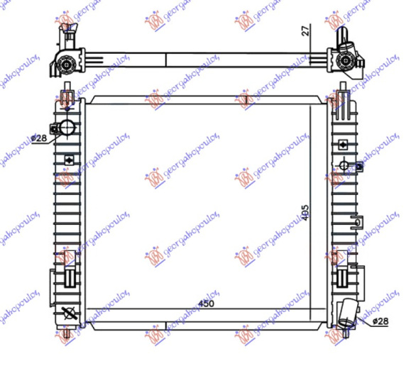 Radiator për motor 1.5 dCi (marsh manual) dizel (450x405x27) (KOYO)