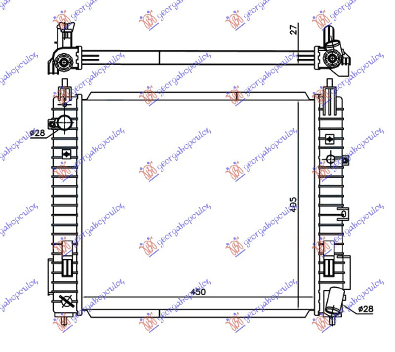 Radiator për motor 1.5 dCi (marsh manual) dizel (450x405x27) (KOYO)