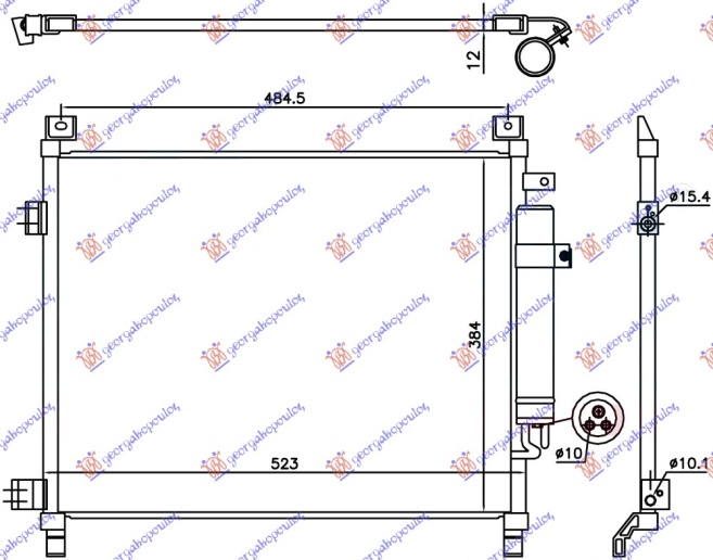 Radiator i kondicionerit 1.2 benzinë (490x385x12)