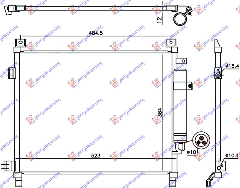 Radiator i kondicionerit 1.2 benzinë (490x385x12)