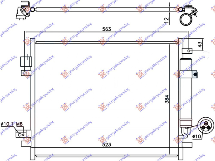 Radiator i kondicionerit 1.2 DIG benzinë - 1.5 dCi dizel (490x385x12)