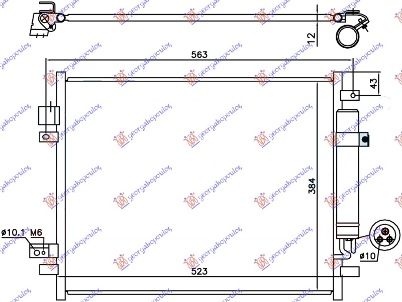 Radiator i kondicionerit 1.2 DIG benzinë - 1.5 dCi dizel (490x385x12)