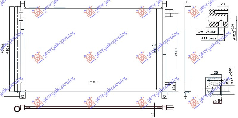 Radiator i kondicionerit 2.0-2.5 16v benzinë (710x400x12)