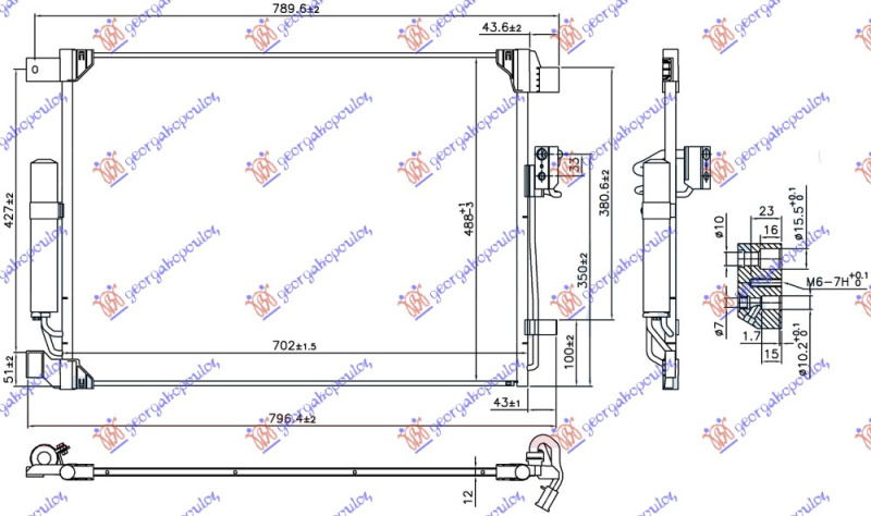 Radiator i kondicionerit 2.3 dCi dizel (702x488x12)