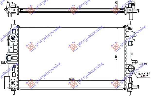 Radiator për motor 1.4-1.6 TURBO benzinë (marsh manual/automatik) (68x39,5)