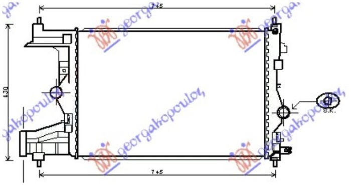 Radiator për motor 1.3-1.7 dizel (58x39,5) (KOYO)