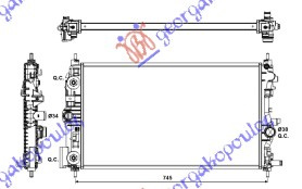 Radiator për motor 2.0 CDTi (68x39) (marsh automatik) (KOYO)