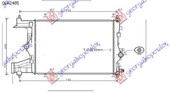 Radiator për motor 1.4-1.6 TURBO benzinë (marsh automatik) (58x39,5) (KOYO)