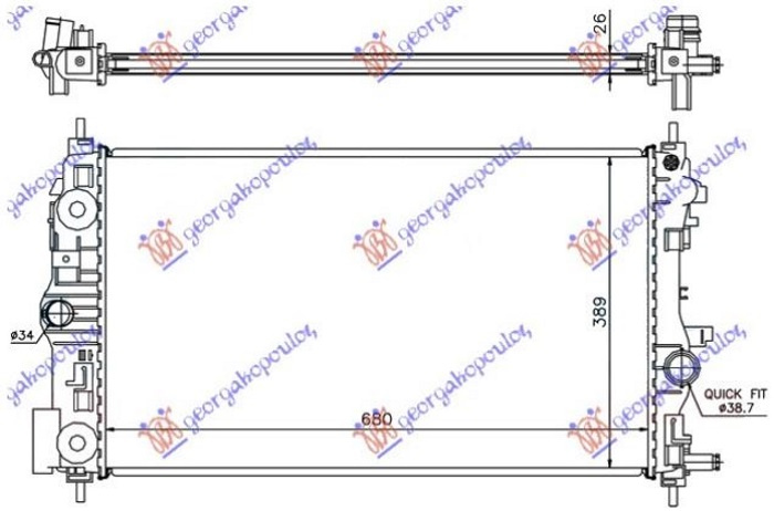 Radiator për motor 1.7-2.0 dizel (68x39,5) (KOYO)