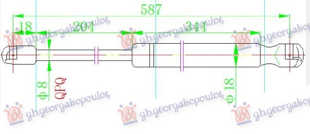 Amortizues (një) për derën e bagazhit 5 dyer (588L-400N)