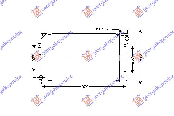 Radiator për motor 98-00 1.8cc 16V (61x43) me/pa kondicioner