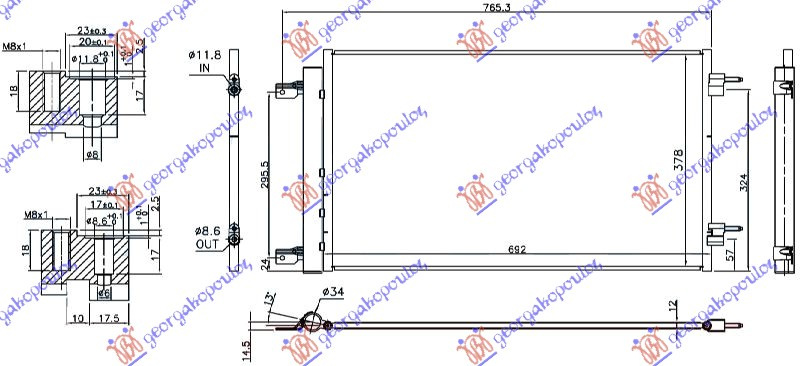 Radiator i kondicionerit 1.4i 16V B14XE (69.2x37.8x1.2)