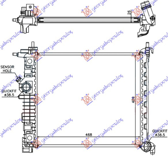 Radiator për motor 1,3-1,7 CDTi (47x42,8) (marsh manual) (KOYO)