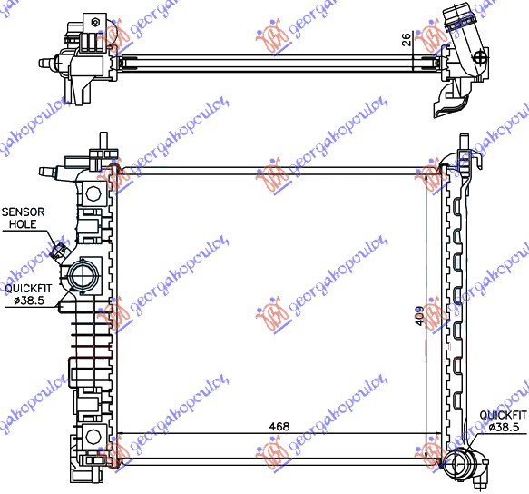 Radiator për motor 1,3-1,7 CDTi (47x42,8) (marsh manual) (KOYO)