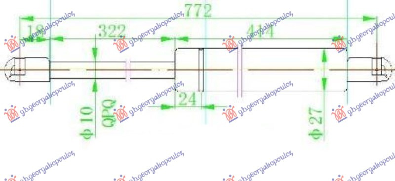 Amortizues (një) për derën e bagazhit (772L-630N)