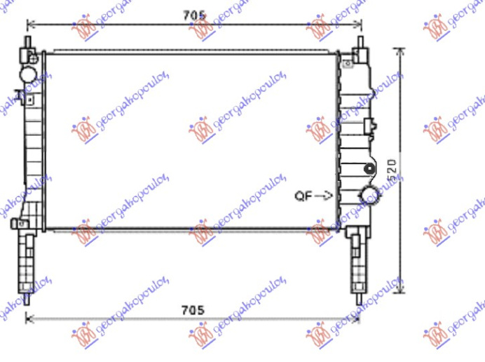 Radiator për motor 1.4 16v TURBO benzinë (marsh manual) (620x360x26)