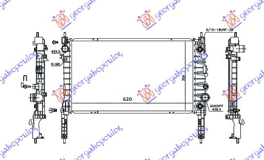 Radiator për motor 1.4 16v TURBO (marsh automatik) benzinë (620x360x26)