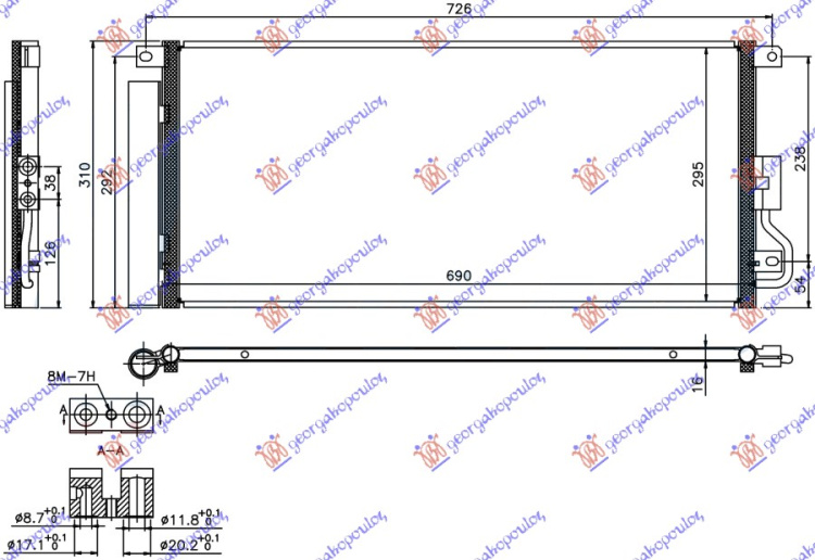 Radiator i kondicionerit 1.6/1.7 CDTi dizel (690x295x16)