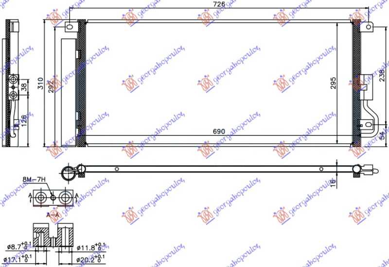 Radiator i kondicionerit 1.6/1.7 CDTi dizel (690x295x16)