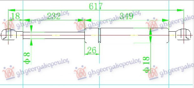 Amortizues (një) për derën e bagazhit (618L-370N)